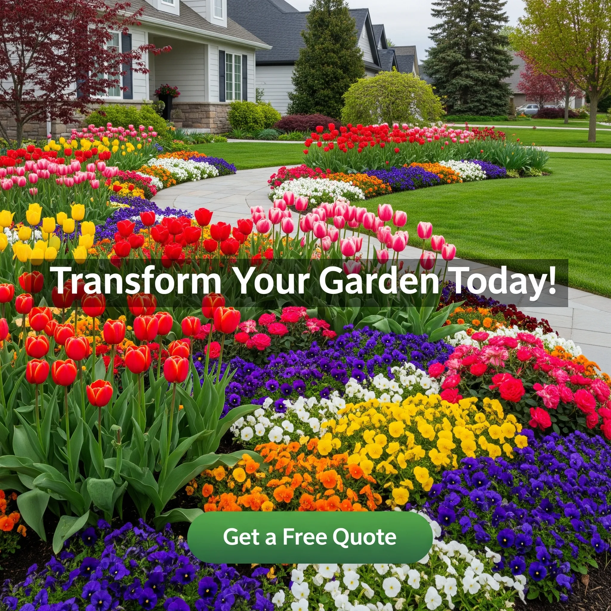 Before and after comparison of a backyard landscaping project on social media
